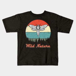 Wild Nature Moth White Abstract Sunset Kids T-Shirt